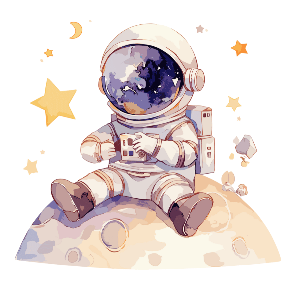 Bügelbild - Plott - Astronaut Mond - 12,7cm x 12cm