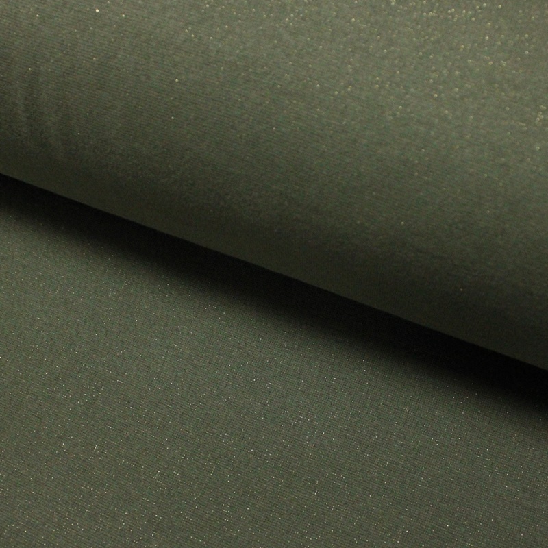 Glitzer Bündchen Feinripp  Uni - Khaki