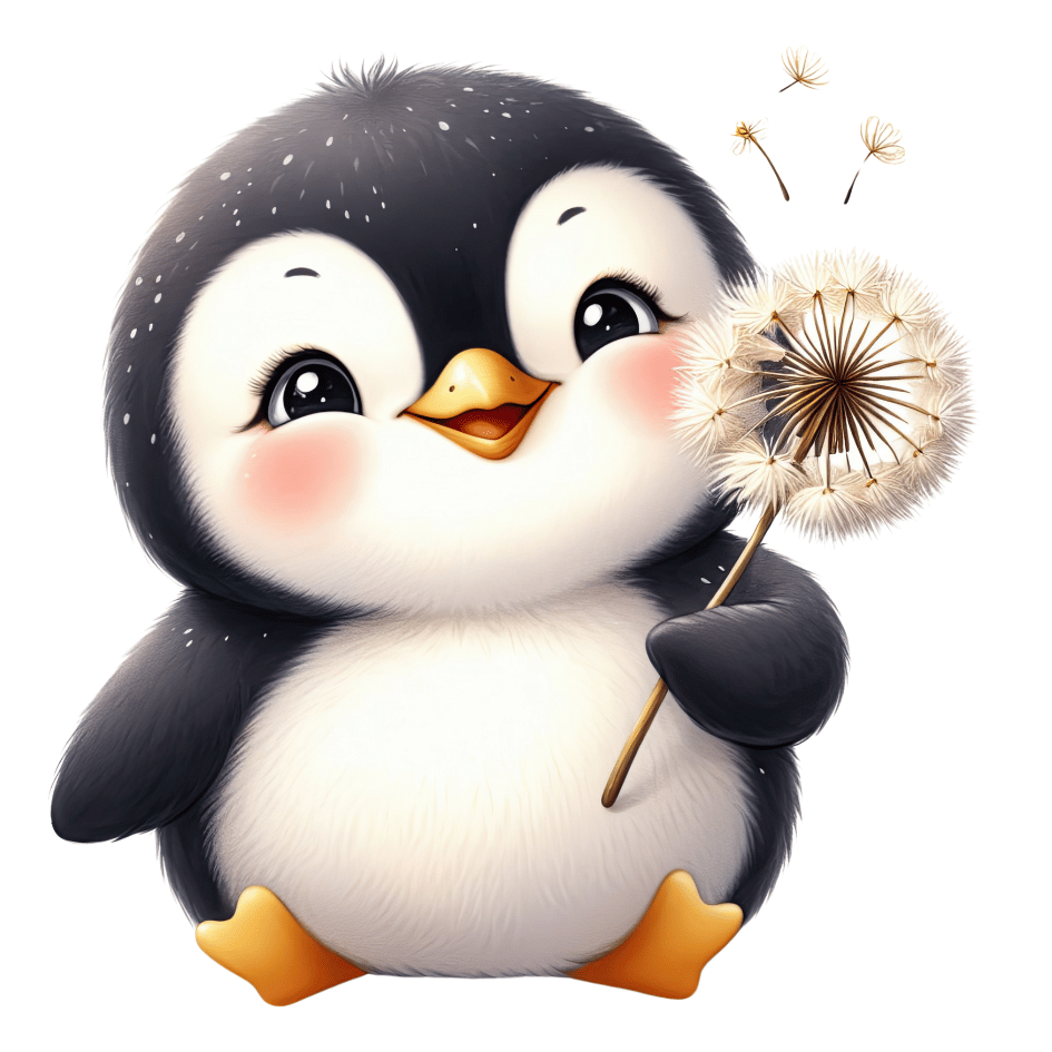 Bügelbild - Plott - Pinguin und Pusteblume - 11,7cm x 11,5cm