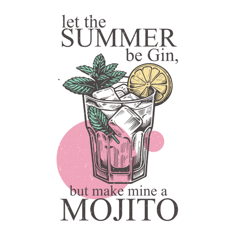 Bügelbild - Plott - let the summer be Gin - 9,9cm x 14,5cm
