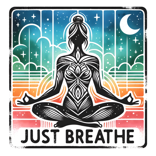 Bügelbild - Plott - Just Breathe Yoga - 14,5cm x 14,5cm