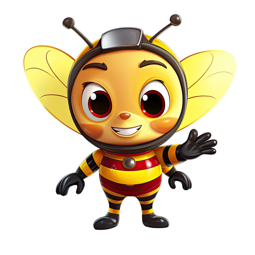 Bügelbild - Plott - Biene mit Stirnlampe 9cm x 9cm