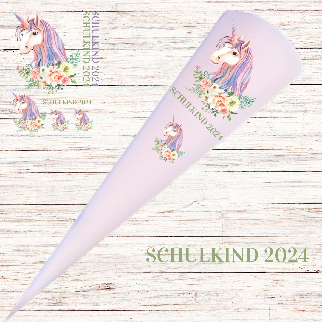 Bügelbild - Plott - Schulanfang - Einhorn Rosa - 20,7cm x 29,7cm