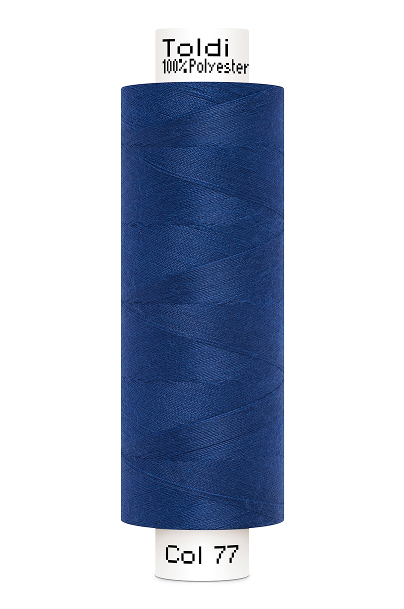Gütermann Allesnäher Toldi 500 Meter in Blau (77) – Hochwertiges Nähgarn aus 100% Polyester für Nähmaschinen und Handarbeiten in sattem Mittelblau.