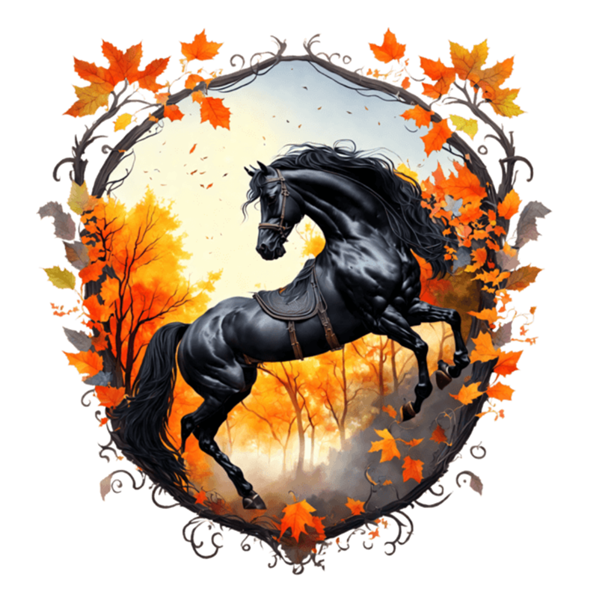 Bügelbild - Plott - Pferd im Herbst - 12,3cm x 13cm