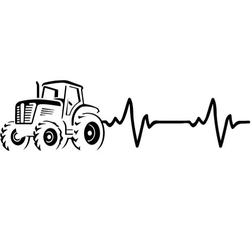 Bügelbild - Plott - Herzschlag Traktor links - 15cm x 4cm