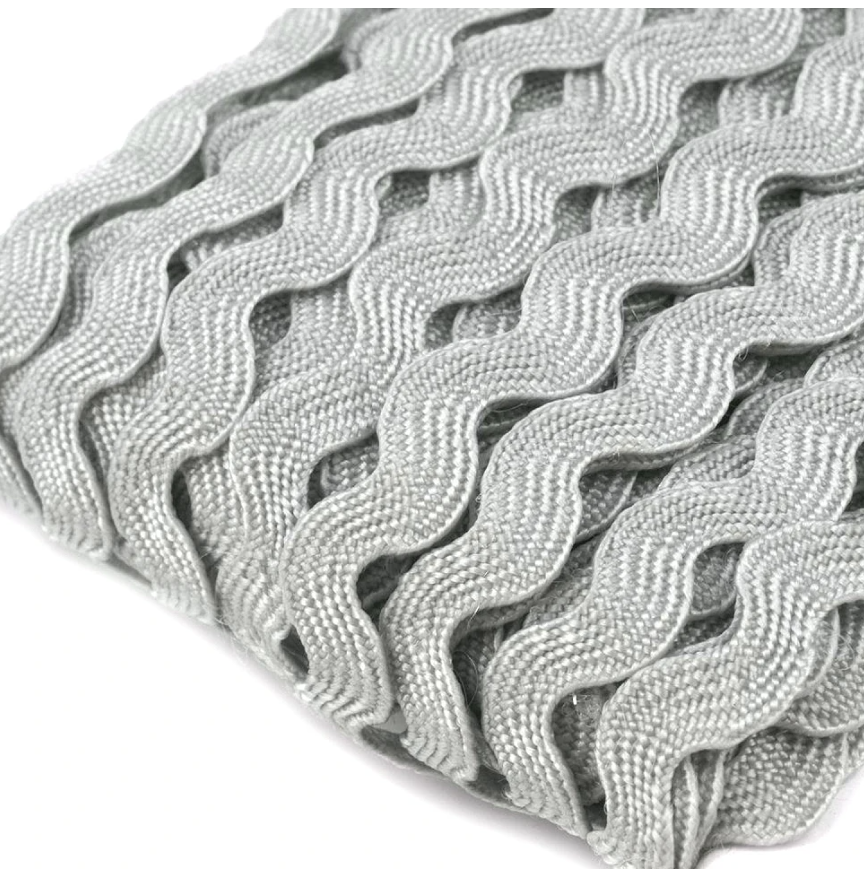 Klassische graue Zackenlitze, 5mm Breite, dezente dekorative Borte als Meterware für Kleidung, moderne Heimtextilien und Accessoires.