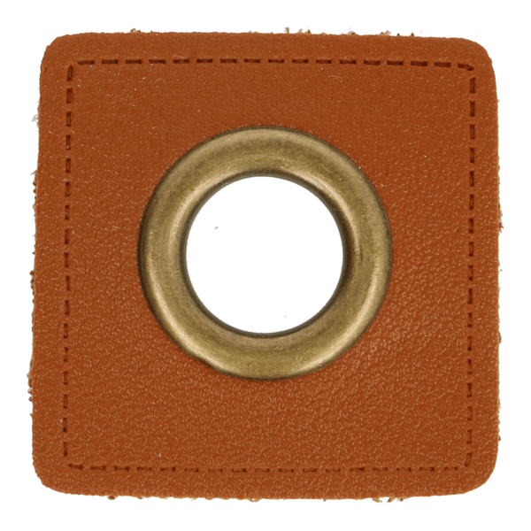 Kunstleder Ösen - Ösen Patches - Braun Viereck - 11mm - Bronze - 1 Stück