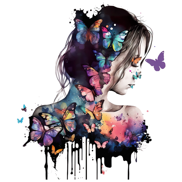 Bügelbild - Plott - Schmetterlingsmädchen - 12,5cm x 14,5cm