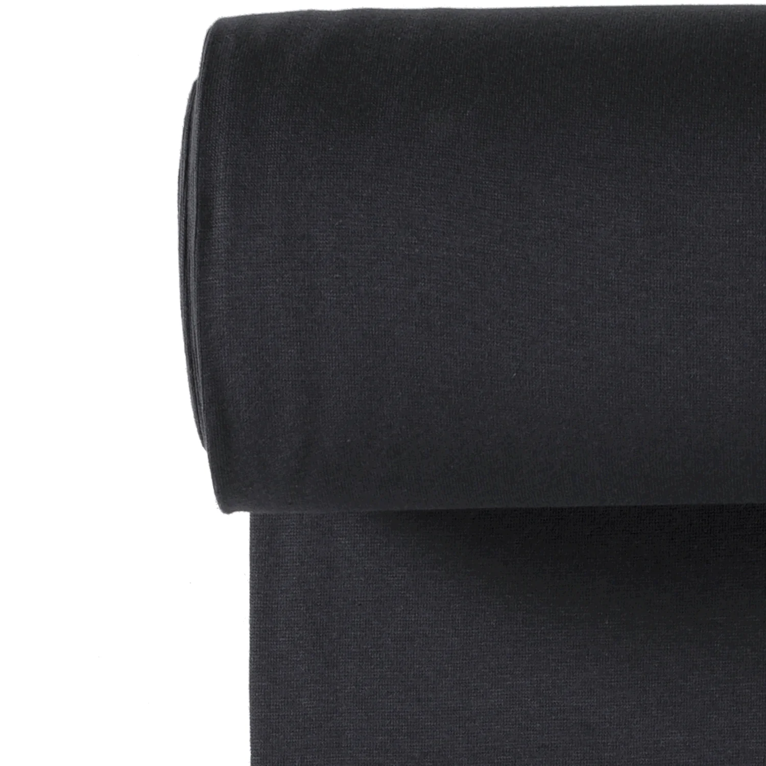 Bündchen Stoff Feinripp Uni in Dunkelnavy – sehr dunkles Midnight Blue, elastisch und formstabil