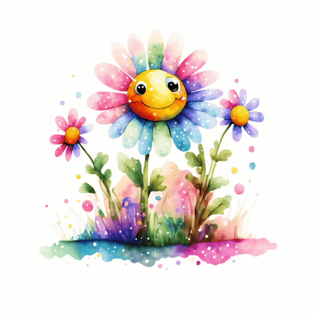 Bügelbild - Plott - Rainbow Flower - ca. 14cm x 14cm