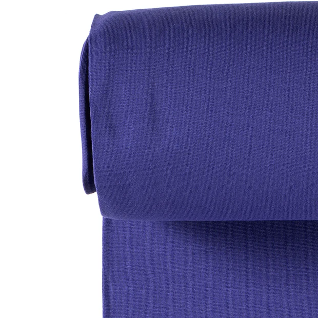 Bündchen Stoff Feinripp Uni in Kobaltblau – kräftiges Mittelblau, elastisch und formstabil