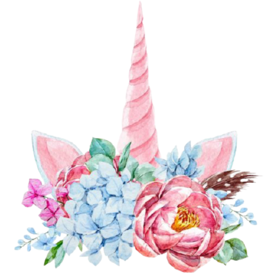 Bügelbild - Plott - Einhorn mit Blumen - 12cm x 13,1cm