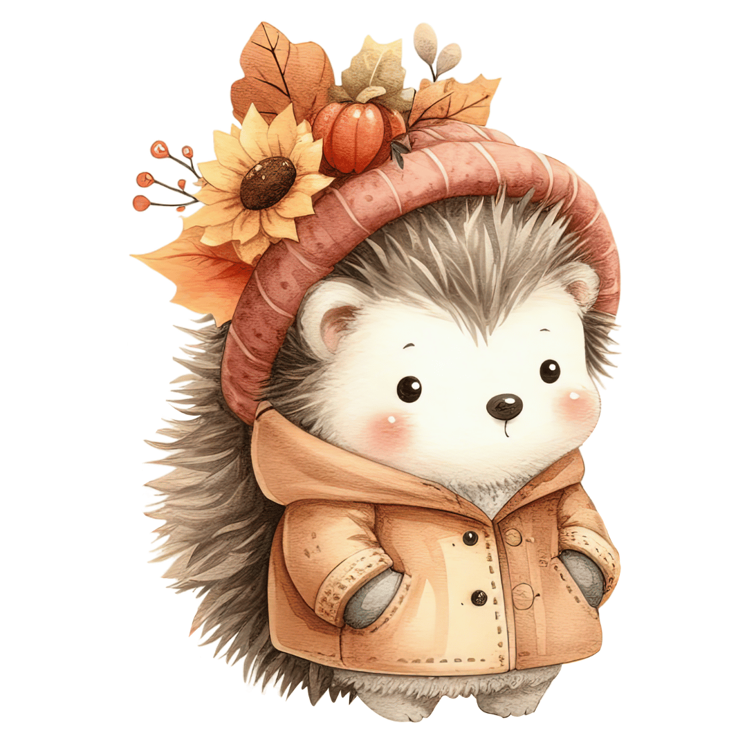 Bügelbild - Plott - Herbst Igel - 10,6cm x 15,2cm