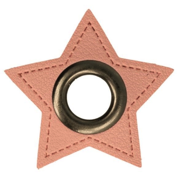 Kunstleder Ösen - Ösen Patches - Rosa Stern - 8mm - Altsilber - 1 Stück