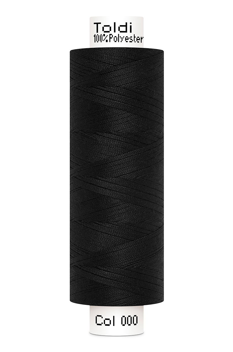 Gütermann Allesnäher Toldi 500 Meter in Schwarz (000) – Hochwertiges Nähgarn aus 100% Polyester für Nähmaschinen und Handnähte.
