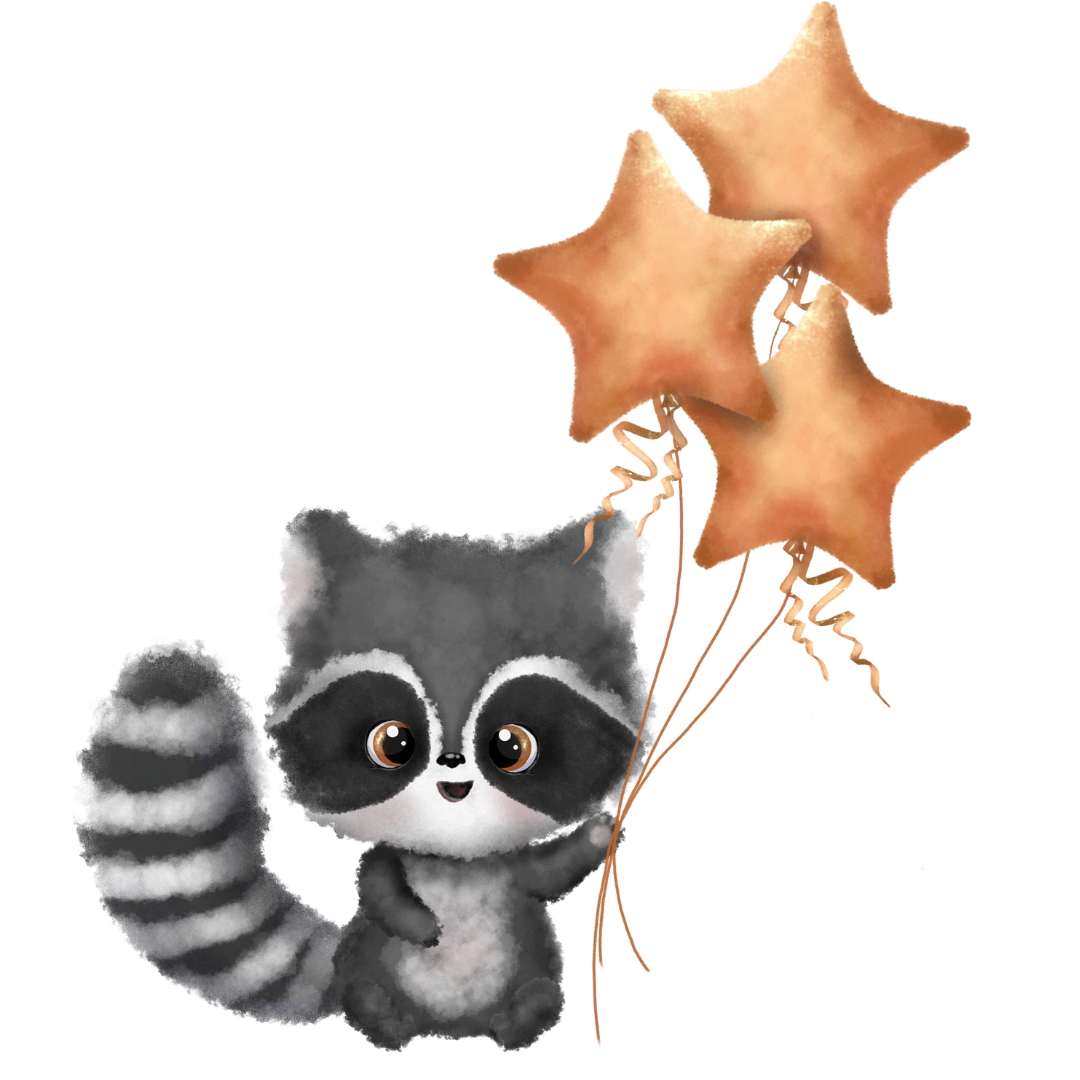 Bügelbild - Plott -  Waschbär Stern - 10cm x 11,5cm