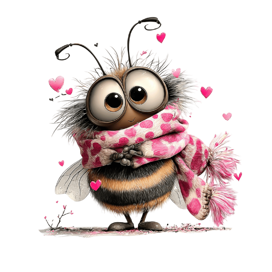 Bügelbild - Biene mit Schal - ca. 12x13,3cm